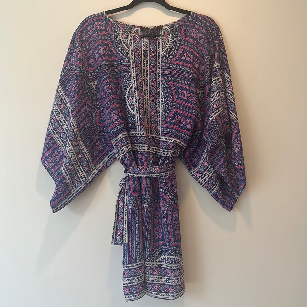 BCBGMAXAZRIA - Bryna Tie Belted Draped Kimono Dress Purple Fuscia Size Small